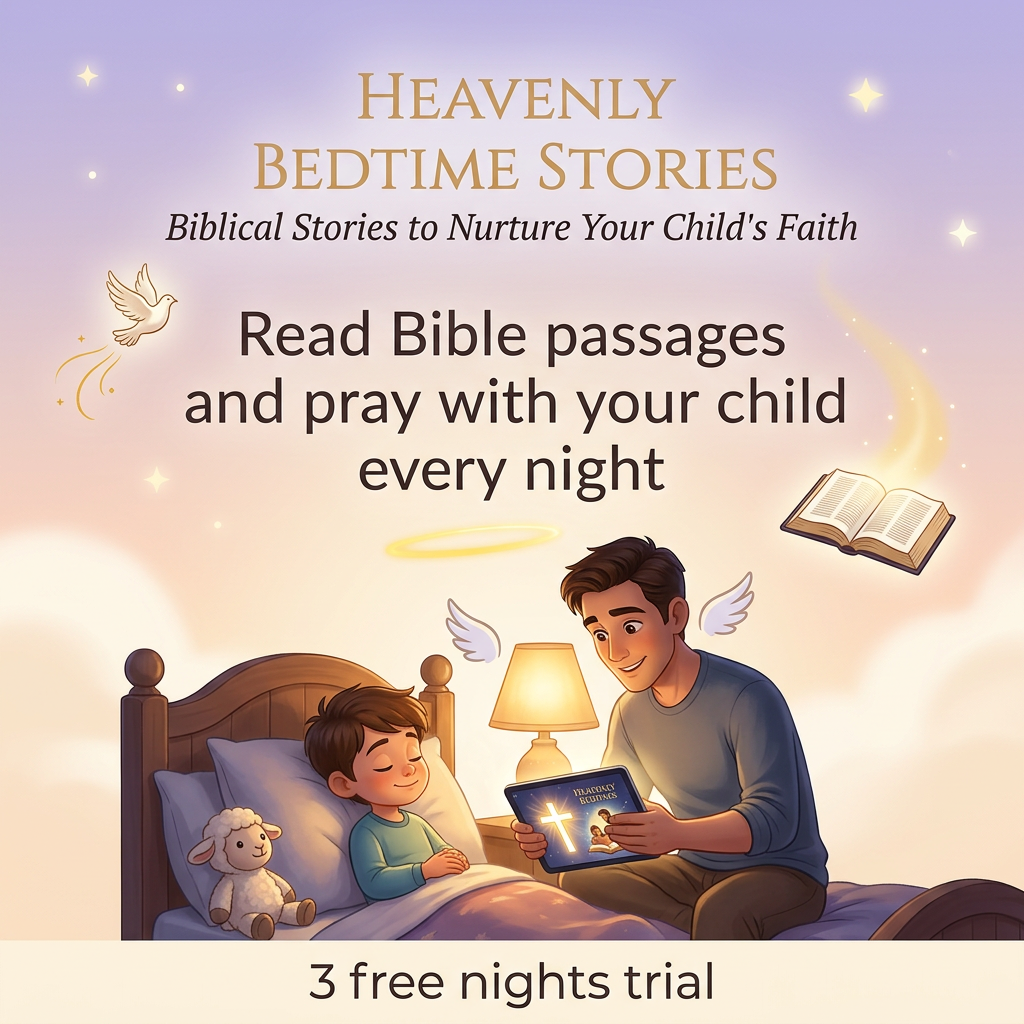Father reading Bible stories with child